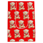 Gezellige Kerstmis Teddy Bear Gift Bag Medium Cadeauzakje (Achterkant)