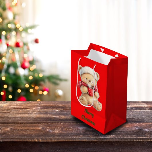 Gezellige Kerstmis Teddy Bear Gift Bag Medium Cadeauzakje