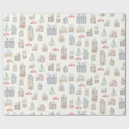 Gezellige Kerstmis Winter Huizen Inpakpapier