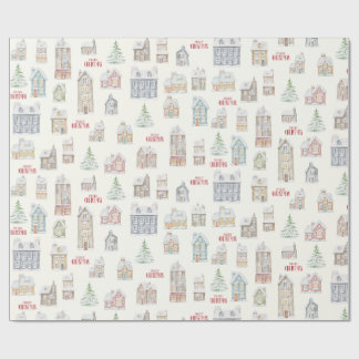 Gezellige Kerstmis Winter Huizen Inpakpapier