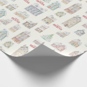 Gezellige Kerstmis Winter Huizen Inpakpapier (Hoek)