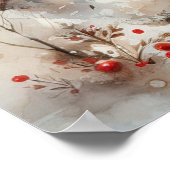 Gezellige Kerstmis winterscène met rendieren Poster (Hoek)