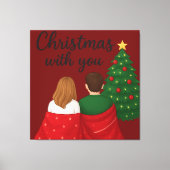 Gezellige kerstmomenten samen canvas afdruk (Voorkant)