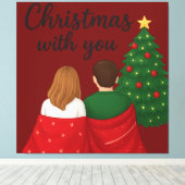 Gezellige kerstmomenten samen canvas afdruk (Insitu (Houten vloer))