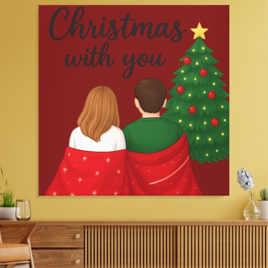 Gezellige kerstmomenten samen canvas afdruk (Insitu (Woonkamer))