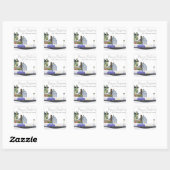 Gezellige kerstnacht in het dorp vierkante sticker (Vel)