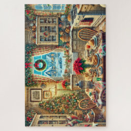 Gezellige kerstochtend in de keuken legpuzzel