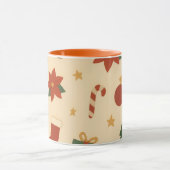 Gezellige kerstpatroon met cadeaus en bomen mok (Midden)
