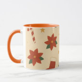 Gezellige kerstpatroon met cadeaus en bomen mok (Links)