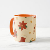 Gezellige kerstpatroon met cadeaus en bomen mok (Voorkant links)