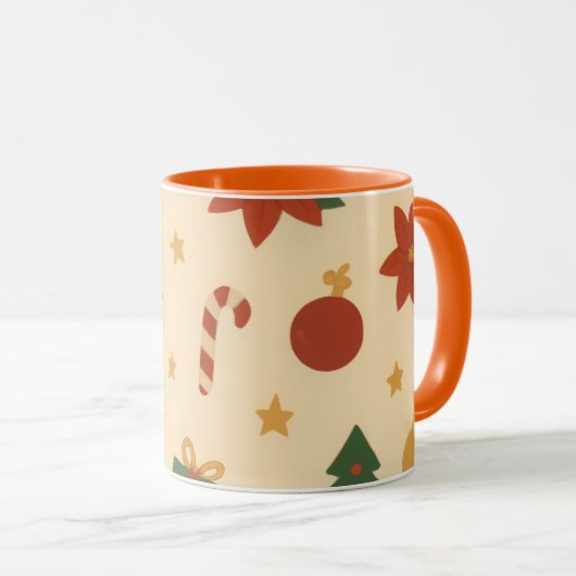 Gezellige kerstpatroon met cadeaus en bomen mok (Voorkant rechts)