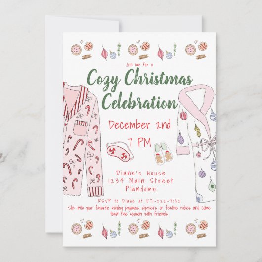 Gezellige Kerstpyjama Party Feestelijke pyjama gew Kaart (Voorkant)