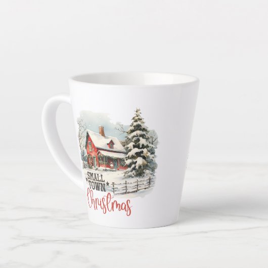  gezellige kerstscène in het boerderij van de klei latte mok (Linkerhoek)