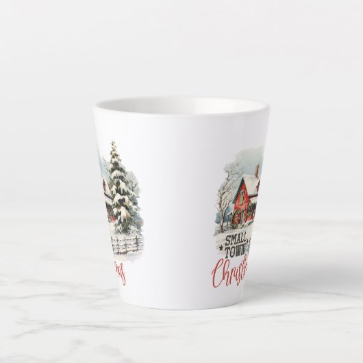 gezellige kerstscène in het boerderij van de klei latte mok (Voorkant)