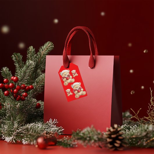Gezellige kerstteddybeer cadeaulabel