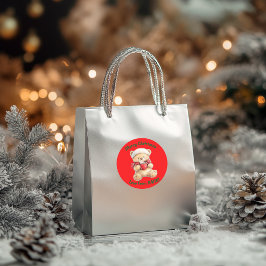 Gezellige kerstteddybeer ronde sticker
