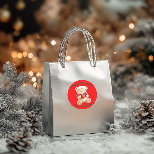 Gezellige kerstteddybeer ronde sticker