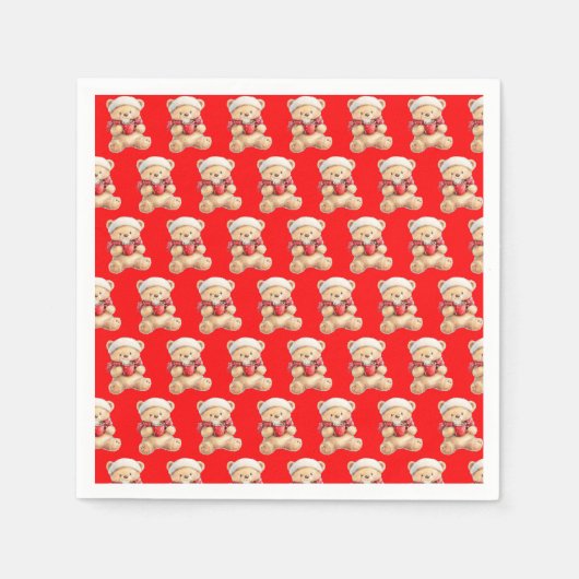 Gezellige kerstteddybeer servet (Voorkant)