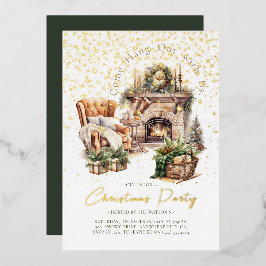 Gezellige kerstvakantie Folie Invitation Folie Uitnodiging