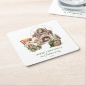 Gezellige kerstvakantie Gepersonaliseerd Kartonnen Onderzetters (Schuin)