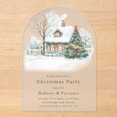 Gezellige kerstvakantie of kerstfeest acryl uitnodigingen (Voorkant)