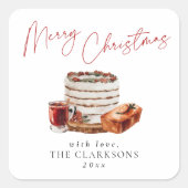 Gezellige kerstvakantie vierkante sticker (Voorkant)