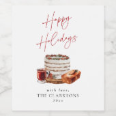 Gezellige kerstvakantie wijn etiket (Enkel label)