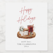 Gezellige kerstvakantie wijn etiket (Enkel label)