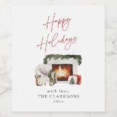 Gezellige kerstvakantie wijn etiket (Enkel label)