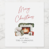 Gezellige kerstvakantie wijn etiket (Enkel label)