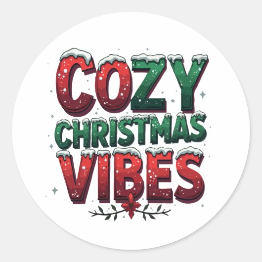 Gezellige kerstvibes ronde sticker (Voorkant)