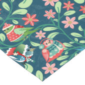 Gezellige kerstvogels in groenblijvende bloemen korte tafelloper (Hoek)