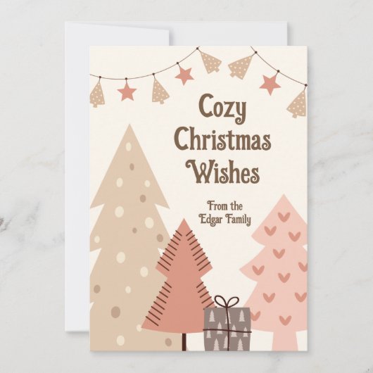 Gezellige kerstwensen  Boho Feestdagenkaart (Voorkant)