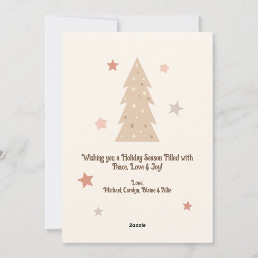 Gezellige kerstwensen Boho Feestdagenkaart (Achterkant)