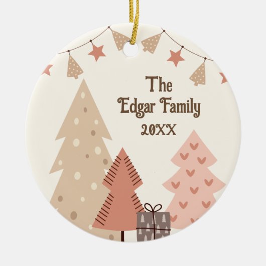 Gezellige kerstwensen  Boho Keramisch Ornament (Voorkant)