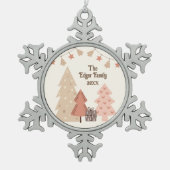 Gezellige kerstwensen  Boho Tin Sneeuwvlok Ornament (Voorkant)
