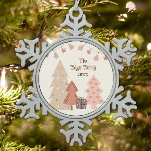 Gezellige kerstwensen  Boho Tin Sneeuwvlok Ornament