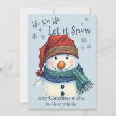 Gezellige kerstwensen Sneeuwman laat het sneeuwen Feestdagenkaart (Voorkant)