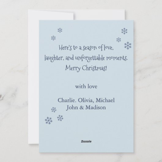 Gezellige kerstwensen Sneeuwman laat het sneeuwen Feestdagenkaart (Achterkant)