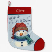 Gezellige kerstwensen Sneeuwman laat het sneeuwen Kleine Kerstsok (Voorkant)