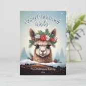 Gezellige kerstwensen Winter Wonderland Alpaca Feestdagenkaart (Staand voorkant)