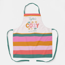 Gezellige Keuken Bright Stripe Custom Name Holiday Schort