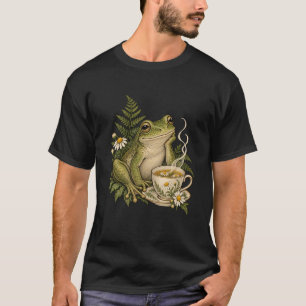 Gezellige kikker met kamillethee en varens t-shirt