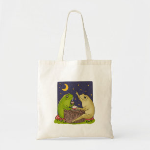 Gezellige Kikkers Theepartij 's Nachts Illustratie Tote Bag