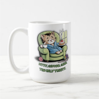 Gezellige Kitten met Koffie en Cake – Grappige Kat Koffiemok