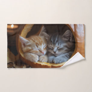 Gezellige Kittens Snuggle in een pompoen Handdoek