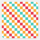 Gezellige klas diagonale dambordpatroon vierkante sticker (Voorkant)