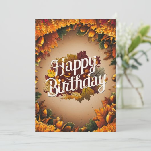 Gezellige Kleine Pompoen Herfst Herfst Happy Birth Kaart (Staand voorkant)