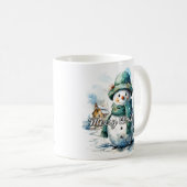 Gezellige Kleine Winter Sneeuwman Koffiemok (Voorkant rechts)