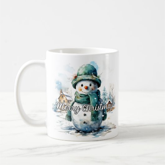 Gezellige Kleine Winter Sneeuwman Koffiemok (Links)